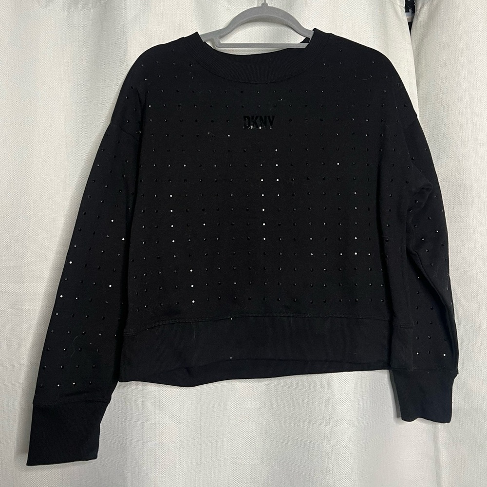 DKNY Sport Black Rhinestone Crewneck Sweatshirt XS - Picture 5 of 12